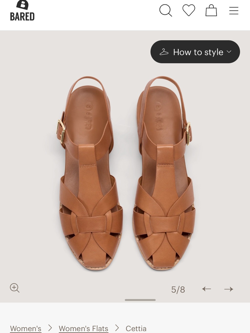 Cettia Women's Tan Leather Slingback Sandal - Picture 5 of 10